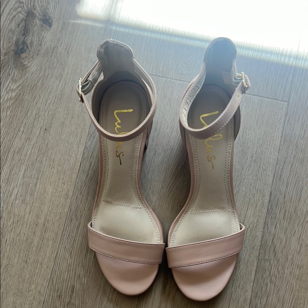 Lulu's Blush/Nude Ankle Strap Heels
